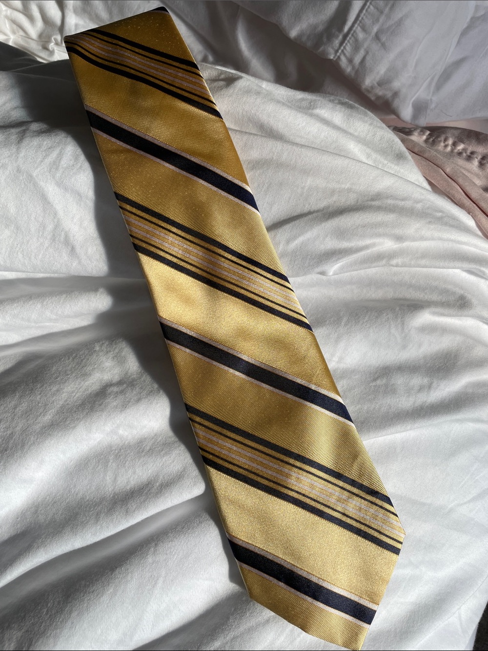 Express Gold and Navy Striped Men's Tie